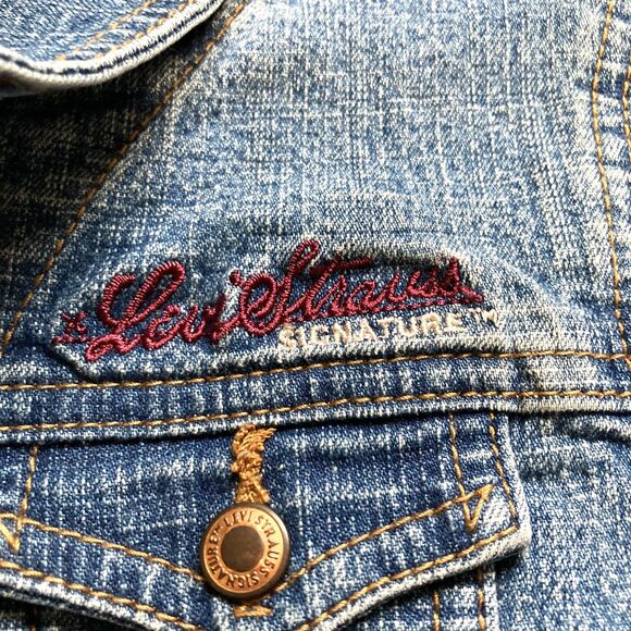 LEVI STRAUSS Signature Embroidered Purple Floral Flowers Denim Jacket Girls 4T - Picture 4 of 12